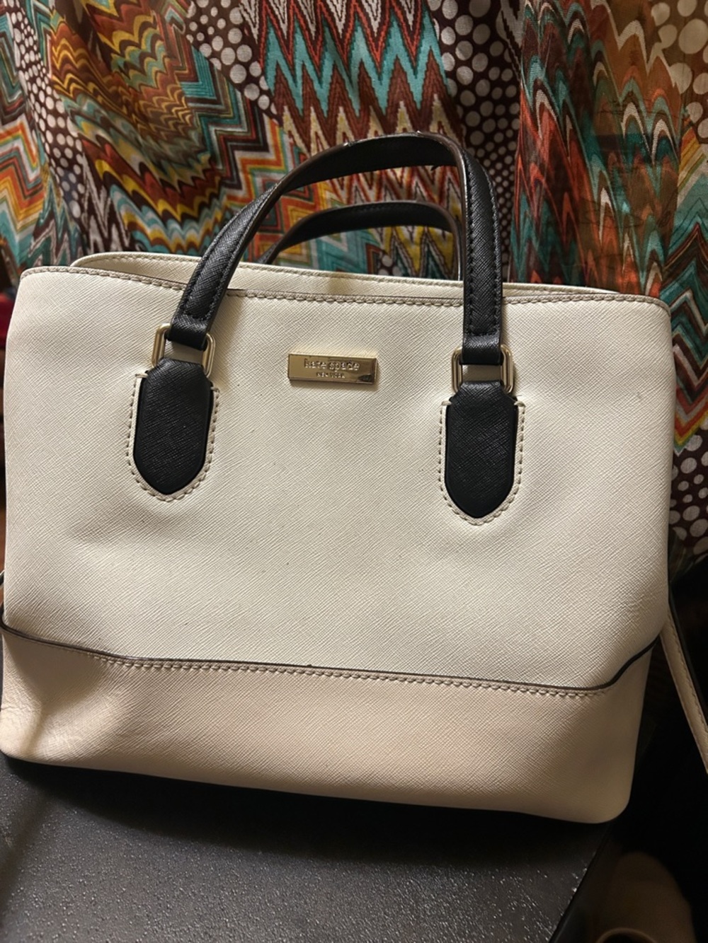 kate spade Cream and Black Double-Handle Satchel